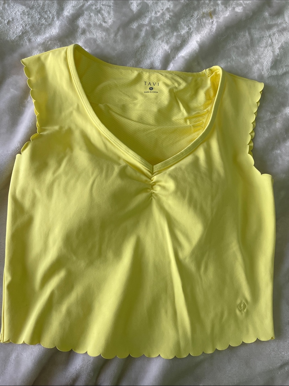 Tavi Sport Sunny Yellow Scallop V-Neck Tank